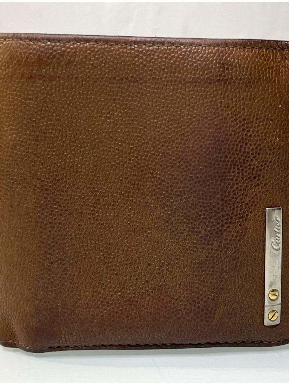 Cartier Brown Leather Santos de Cartier Bifold Wallet Genuine